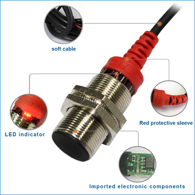 M18 Cảm biến tiệm cận cảm ứng được bảo vệ 12-24VDC Công tắc cảm ứng cảm ứng 5mm