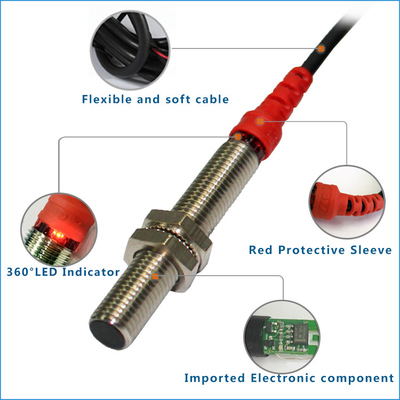 12-24VDC 2 dây Flush M8 Cảm biến cảm ứng Phát hiện kim loại 2mm