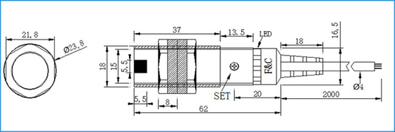 Công tắc cảm biến quang điện xuyên chùm tia cực tím 12Vdc 18mm 40cm